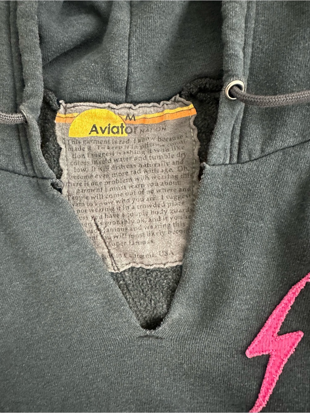Aviator Nation Dark Gray Bolt Cropped Hoodie & Joggers Size Medium - Picture 5 of 7